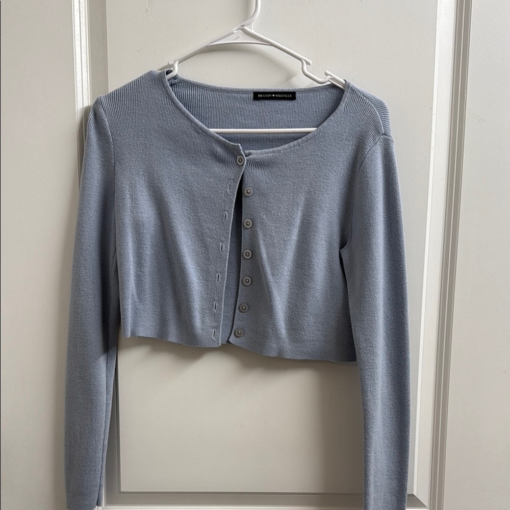 Brandy Melville Blue Crop Buttoned Blouse